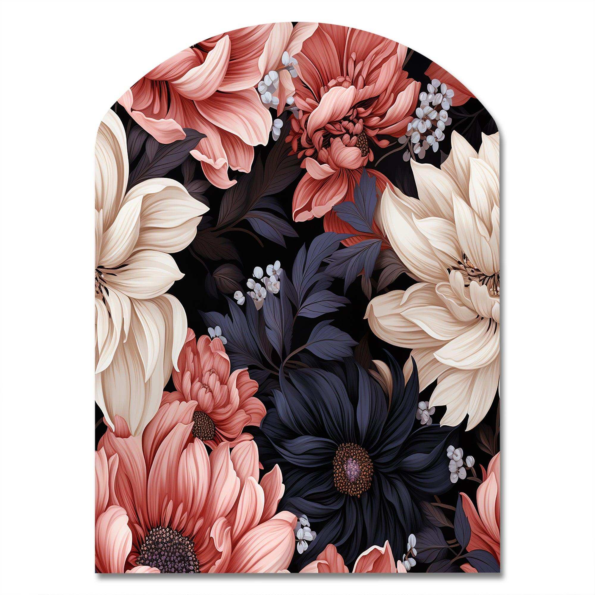 Light Pink And Pink Flowers  Pattern - Asymmetric Metal Wall Art