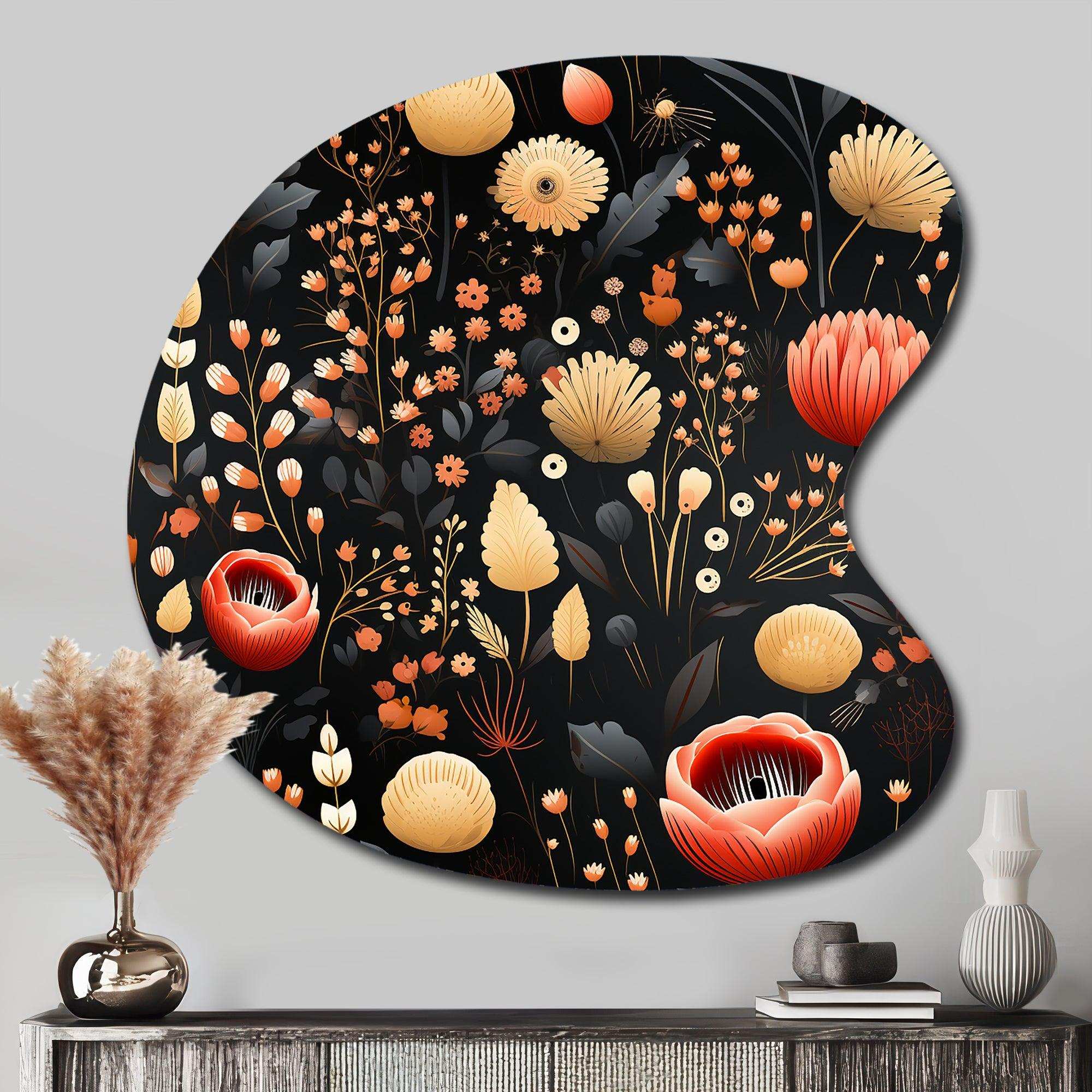 Bohemian Bliss Floral Pattern - Asymmetric Metal Wall Art