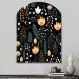 Rustic Black And Yellow Garden Charm - Asymmetric Metal Wall Art