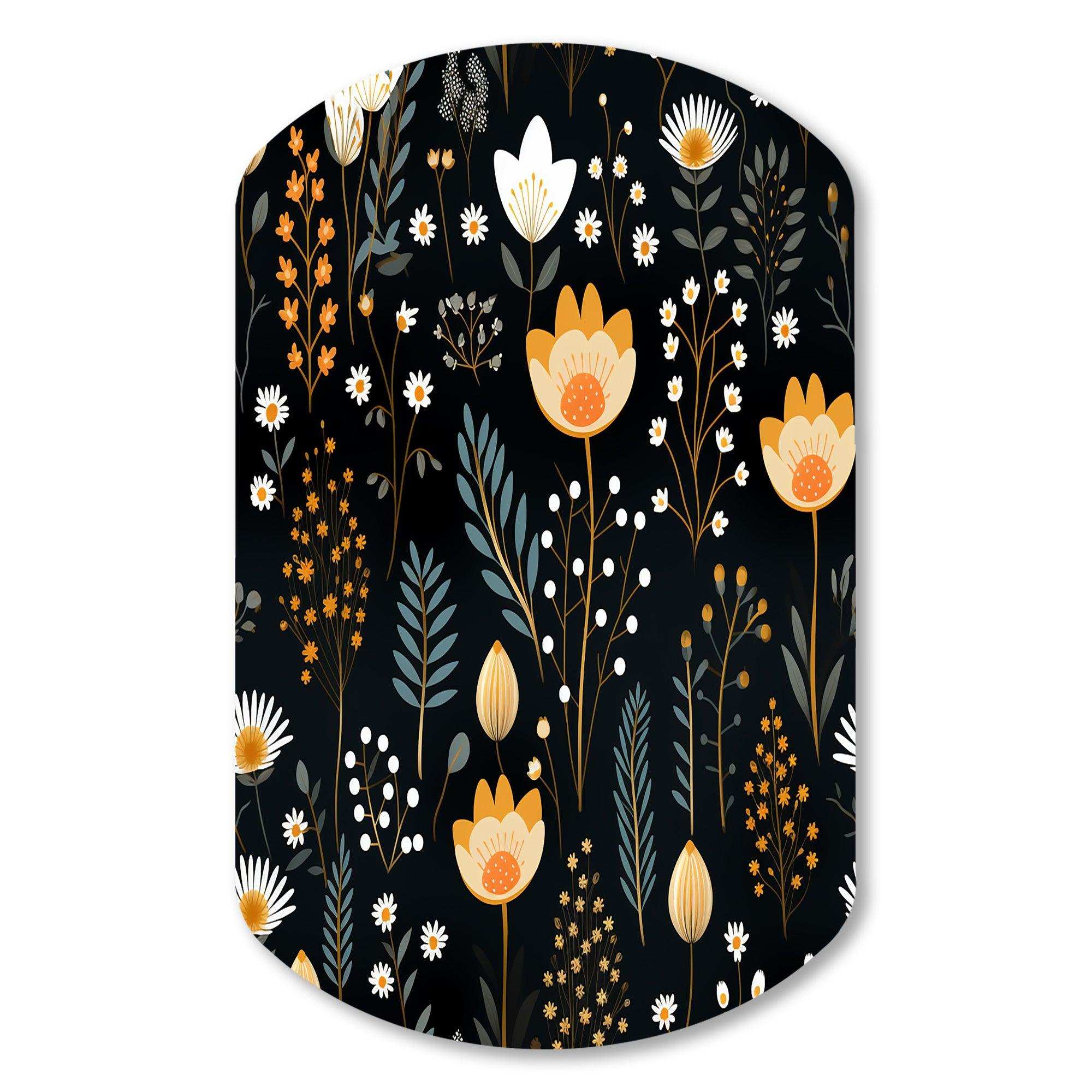 Rustic Black And Yellow Garden Charm - Asymmetric Metal Wall Art