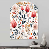 Rustic Pink Garden Charm Floral Pattern - Asymmetric Metal Wall Art