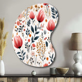 Rustic Pink Garden Charm Floral Pattern - Asymmetric Metal Wall Art
