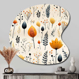 Nordic  Ivory And Beige Floral Charm - Asymmetric Metal Wall Art