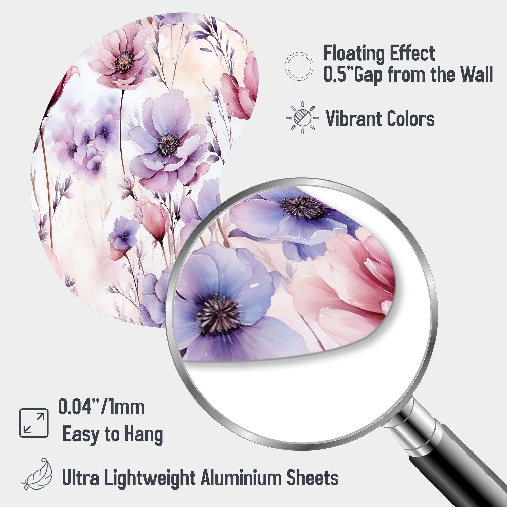 Pink And Purple Wildflower Paradise - Asymmetric Metal Wall Art