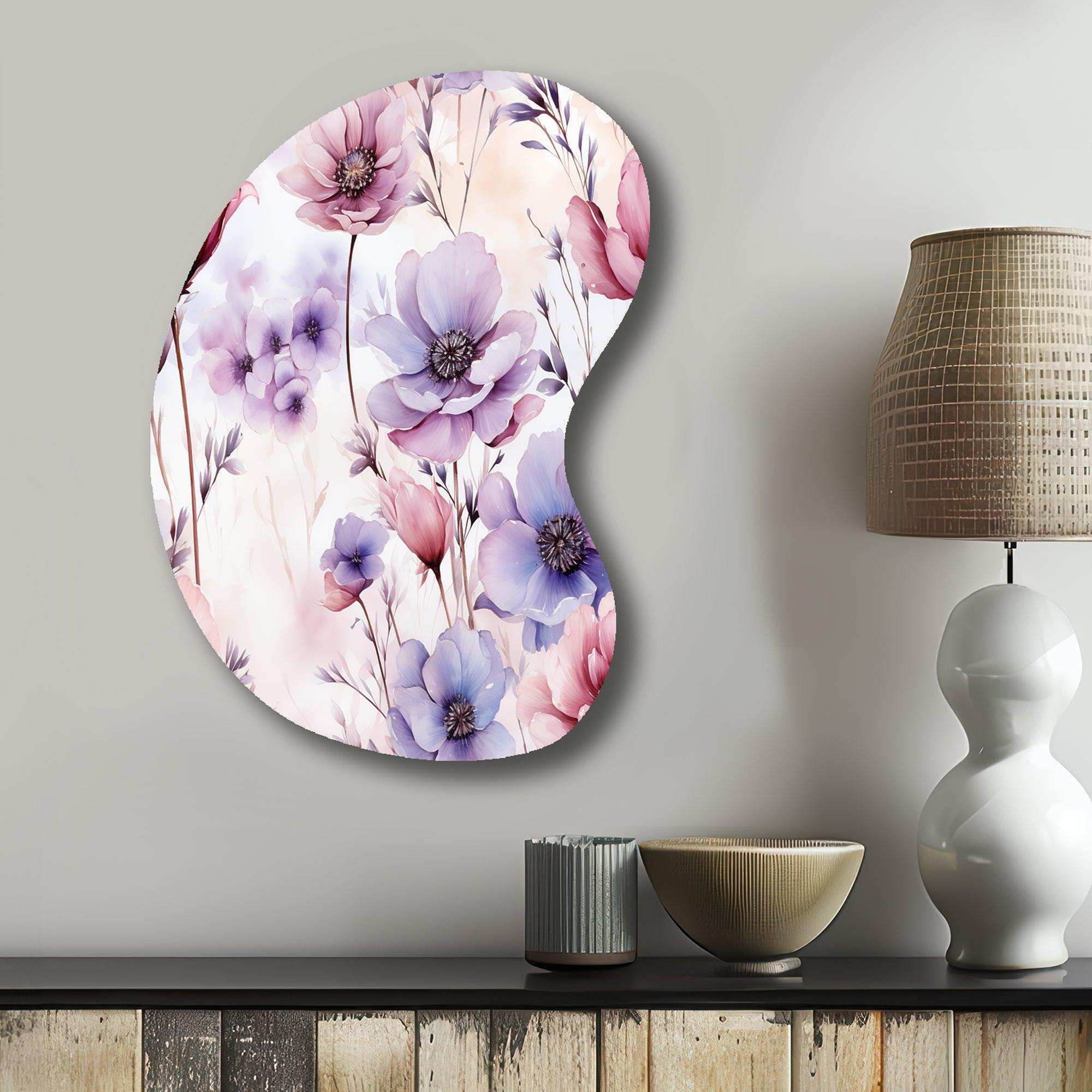 Pink And Purple Wildflower Paradise - Asymmetric Metal Wall Art