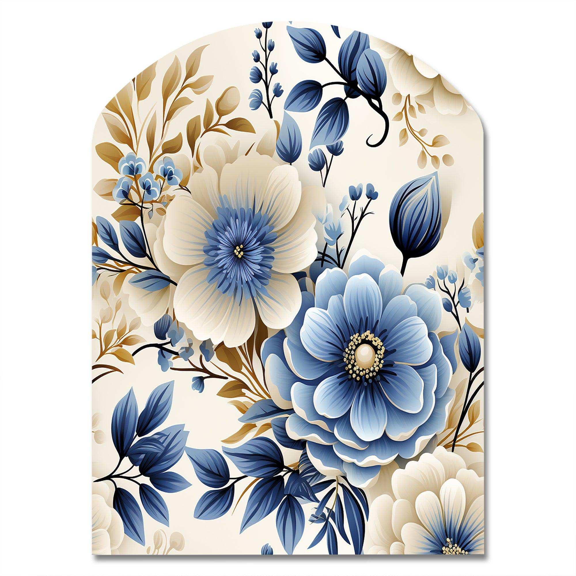 Classic Blue Harmony Bouquet - Asymmetric Metal Wall Art