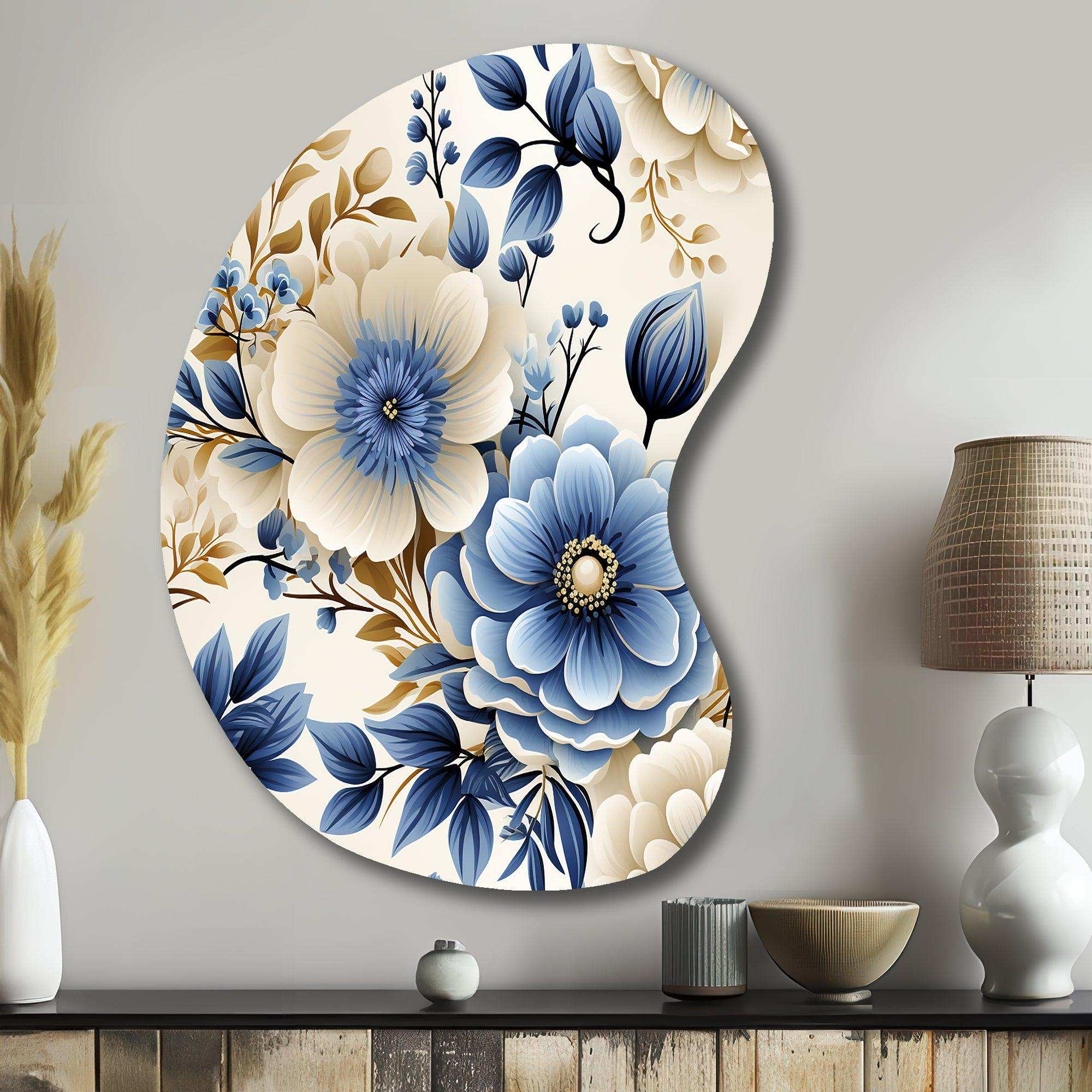 Classic Blue Harmony Bouquet - Asymmetric Metal Wall Art