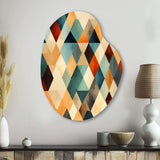 Natural Tones Green And Beige Mosaic - Asymmetric Metal Wall Art