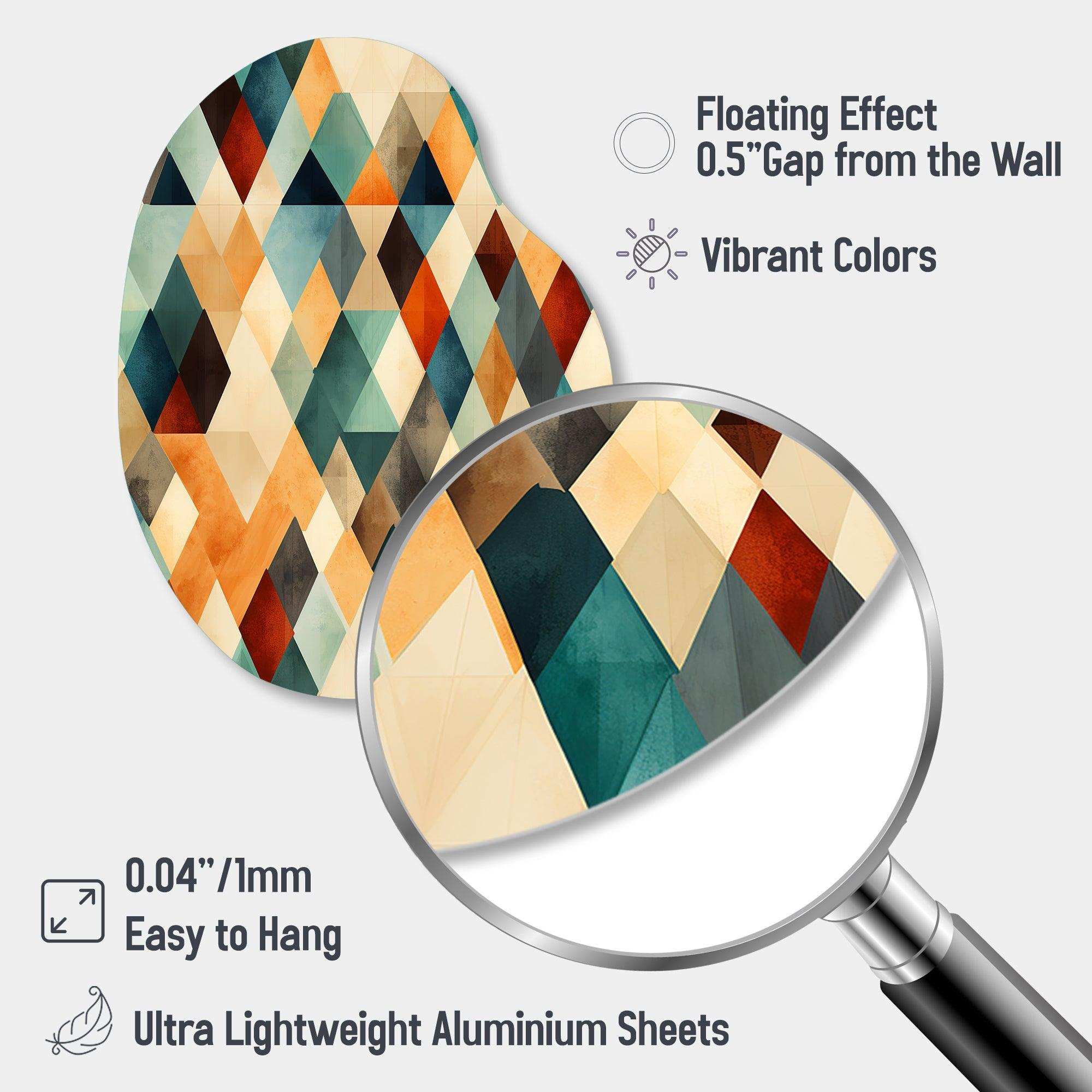 Natural Tones Green And Beige Mosaic - Asymmetric Metal Wall Art