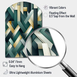 Green And Gold Geometric Chic Pattern - Asymmetric Metal Wall Art