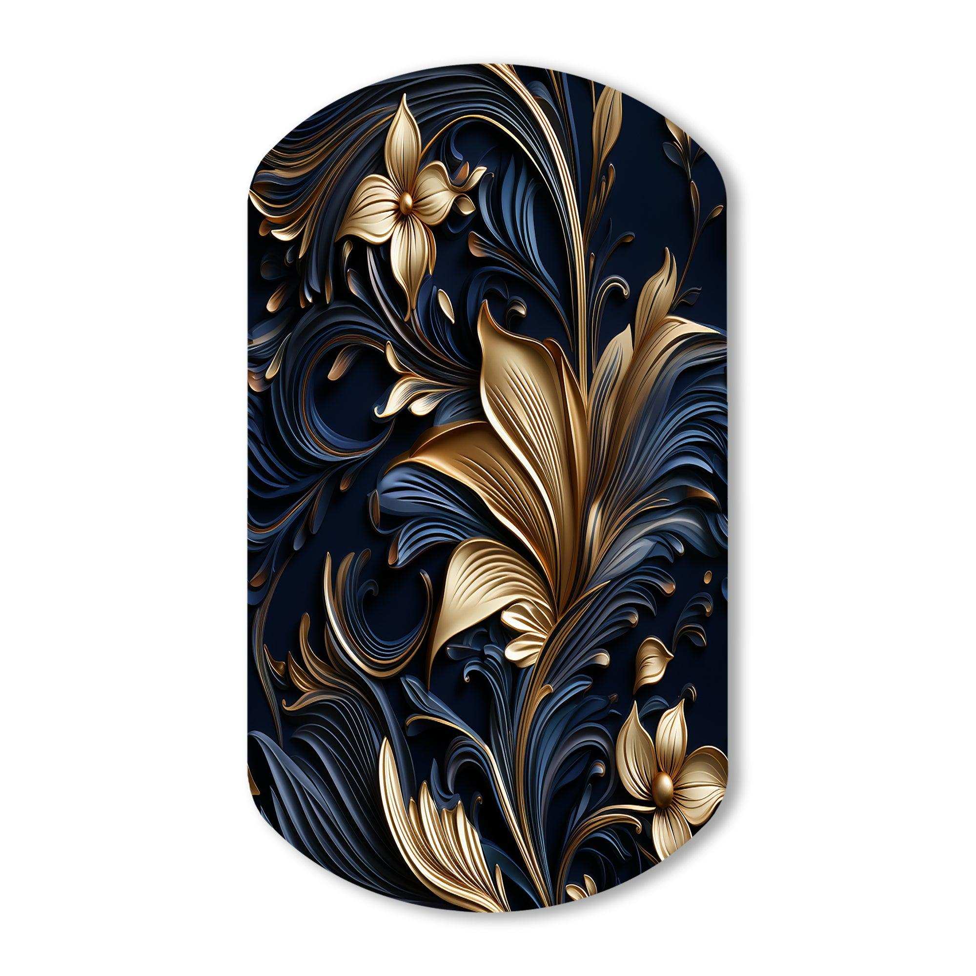 Opulent Allure Deep Navy - Asymmetric Metal Wall Art