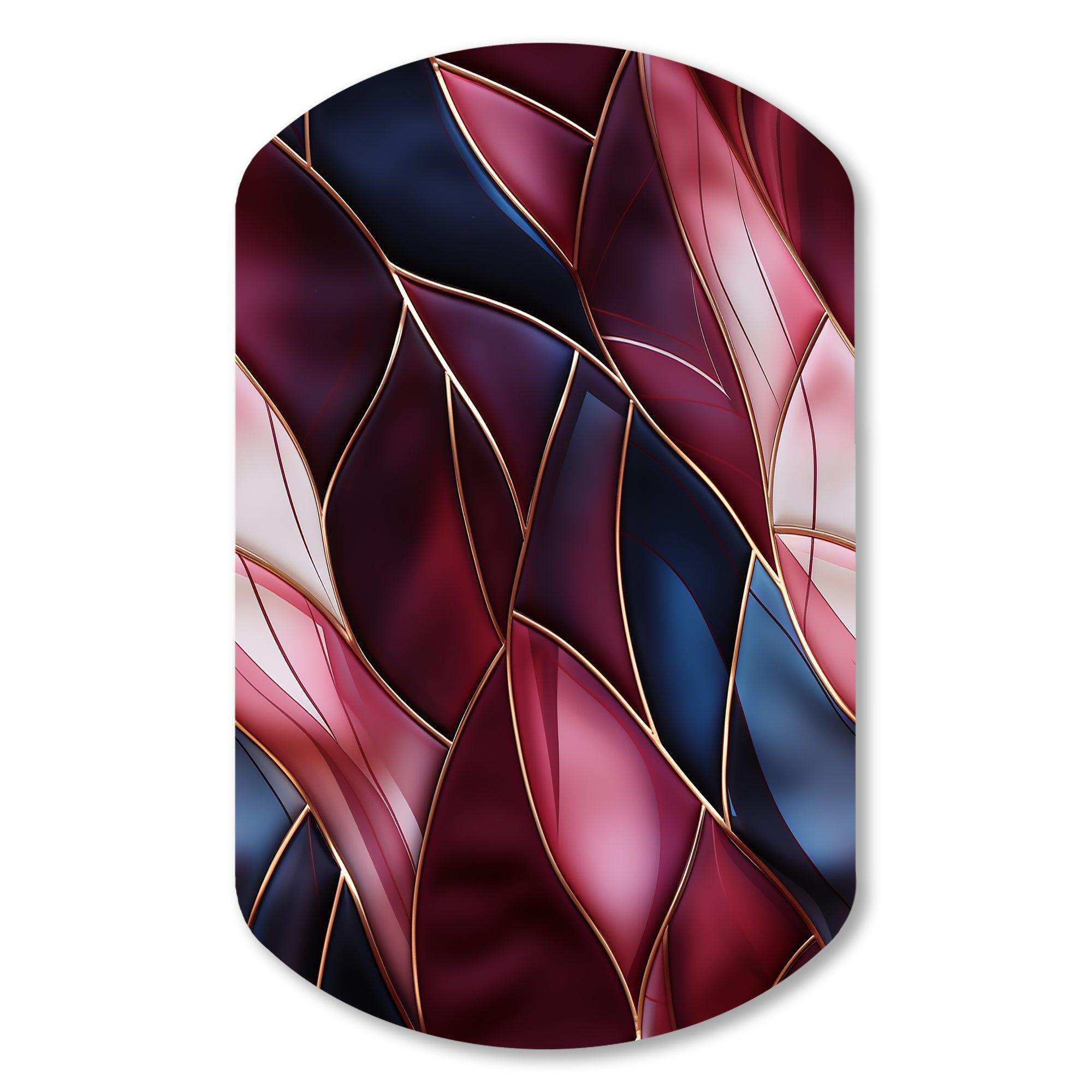 Radiant Glamour Deep Burgundy Marlbe - Asymmetric Metal Wall Art