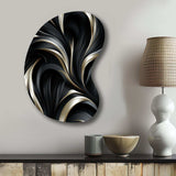 Deep Black Silver Elegance - Asymmetric Metal Wall Art