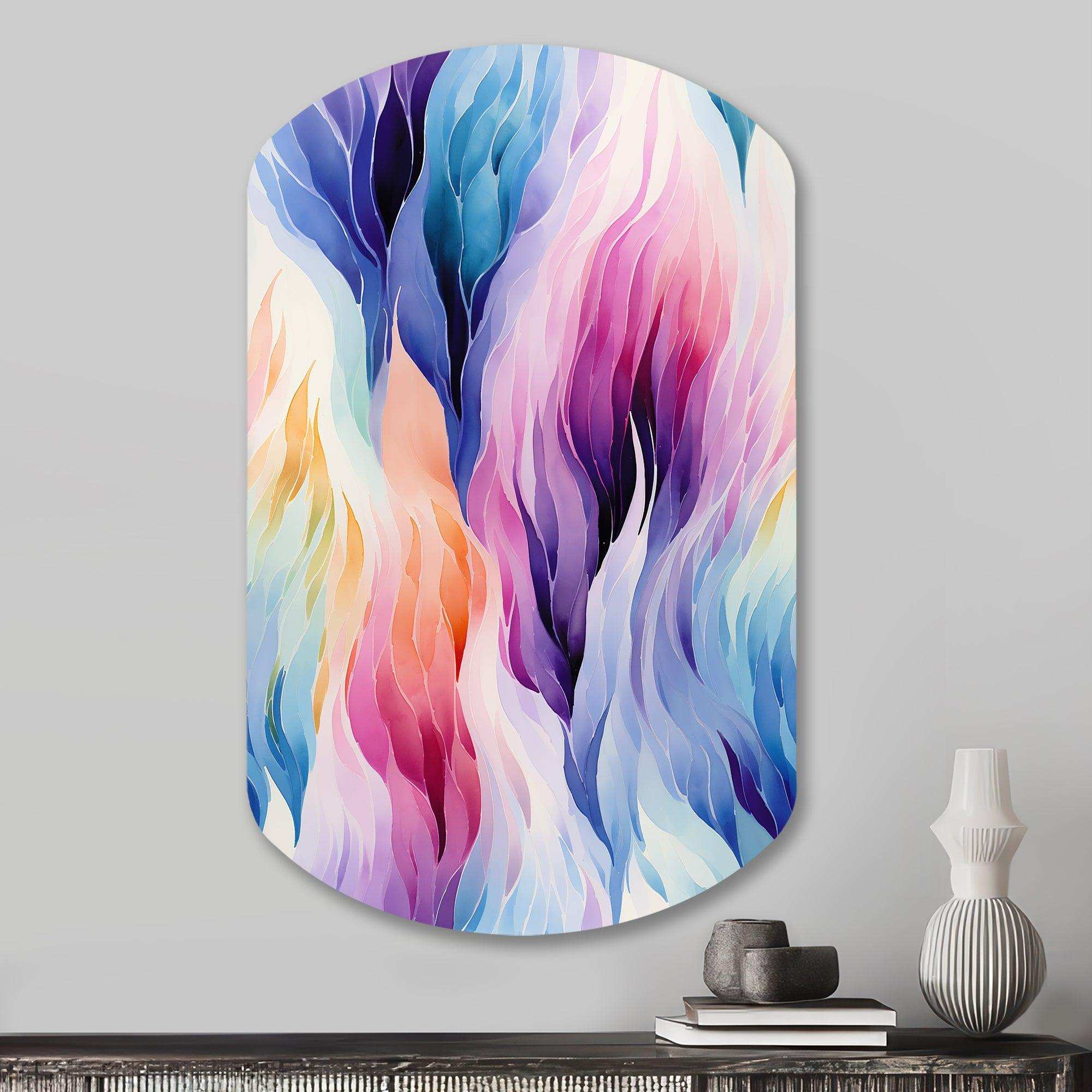 Colorful Watercolor Ikat Mirage - Asymmetric Metal Wall Art