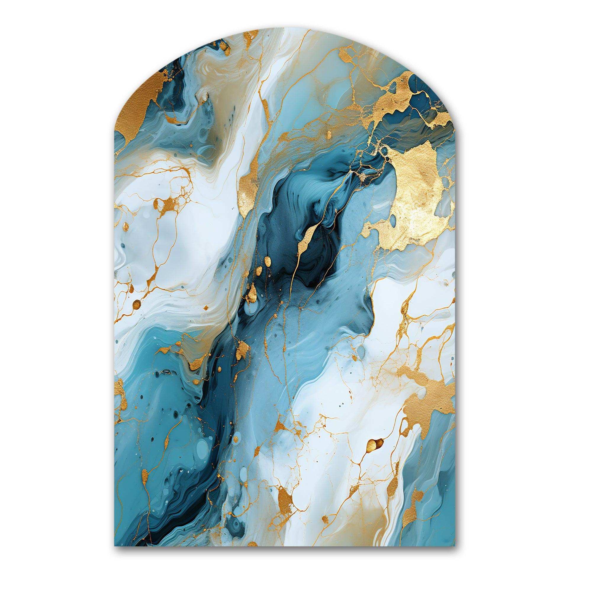 Gold Artistic Elegance Marble Grace - Asymmetric Metal Wall Art