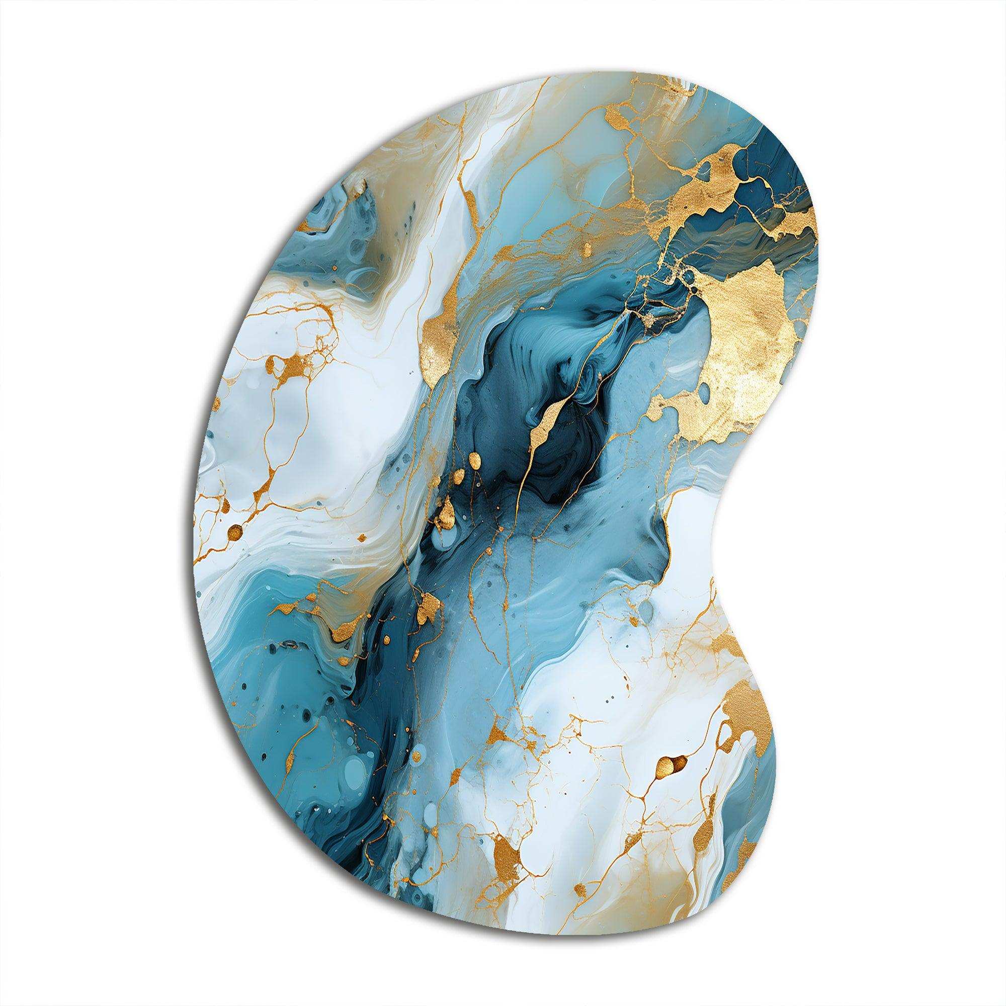 Gold Artistic Elegance Marble Grace - Asymmetric Metal Wall Art
