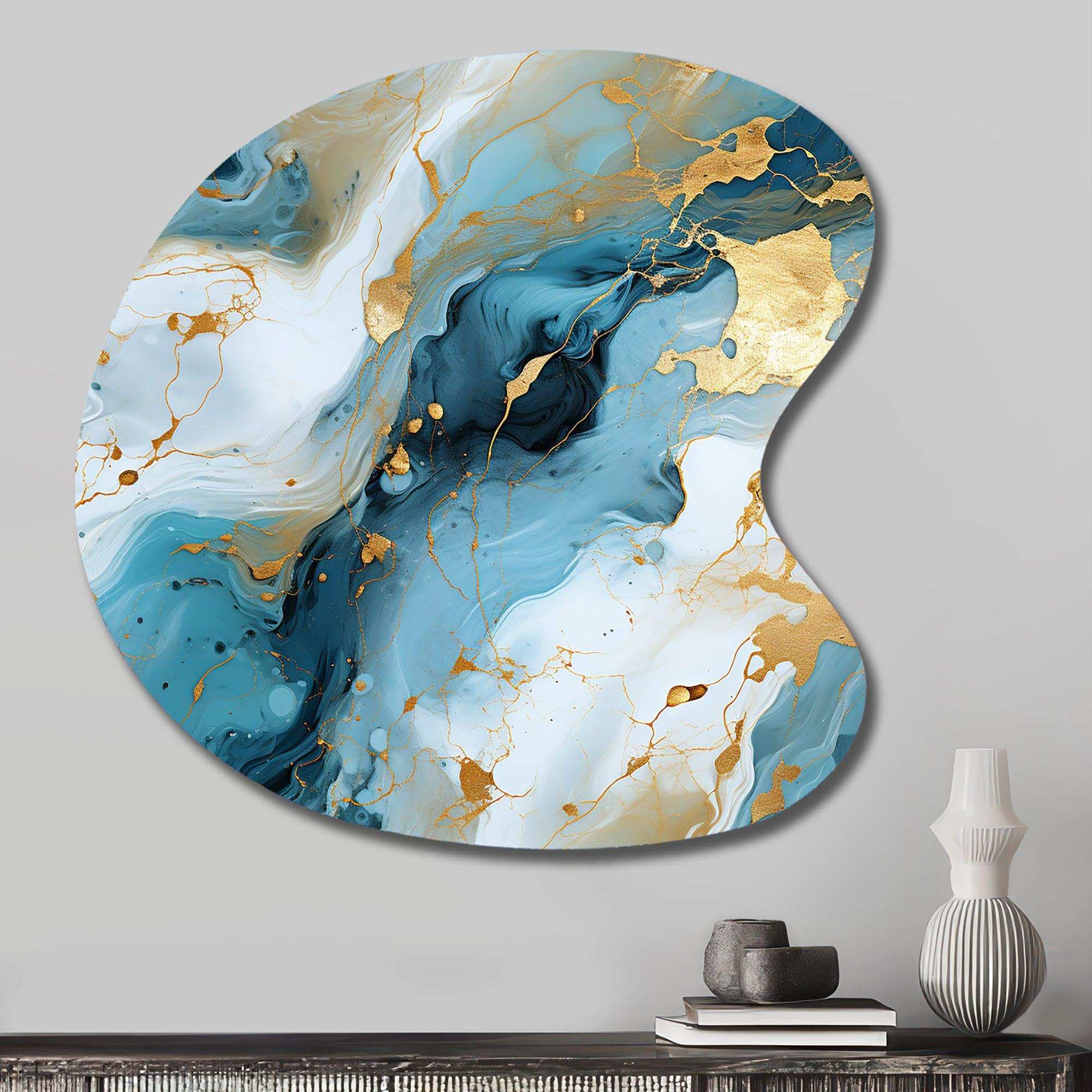 Gold Artistic Elegance Marble Grace - Asymmetric Metal Wall Art
