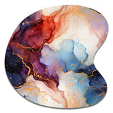 Red And Blue Celestial Radiance Marble Bliss - Asymmetric Metal Wall Art