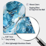 Blue White Oceanic Allure Marble Pattern - Asymmetric Metal Wall Art