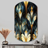 Deco Gold And Emerard Marble Opulence - Asymmetric Metal Wall Art