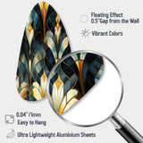 Deco Gold And Emerard Marble Opulence - Asymmetric Metal Wall Art