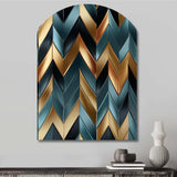 Metallic Chevron Elegance Patter - Asymmetric Metal Wall Art