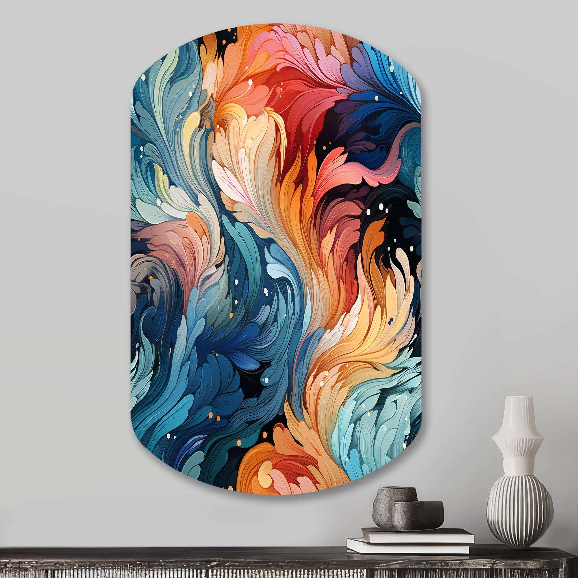 Artistic Whirls Paisley Pattern - Asymmetric Metal Wall Art