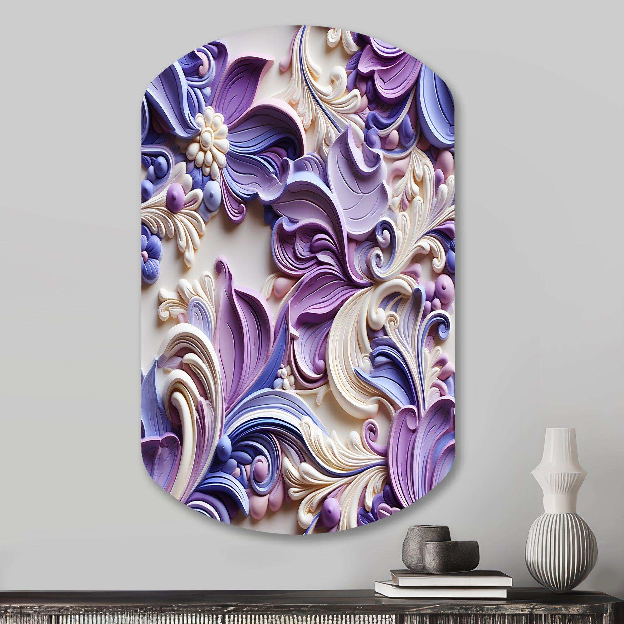 Purple Lavender Persian Paisleys - Asymmetric Metal Wall Art
