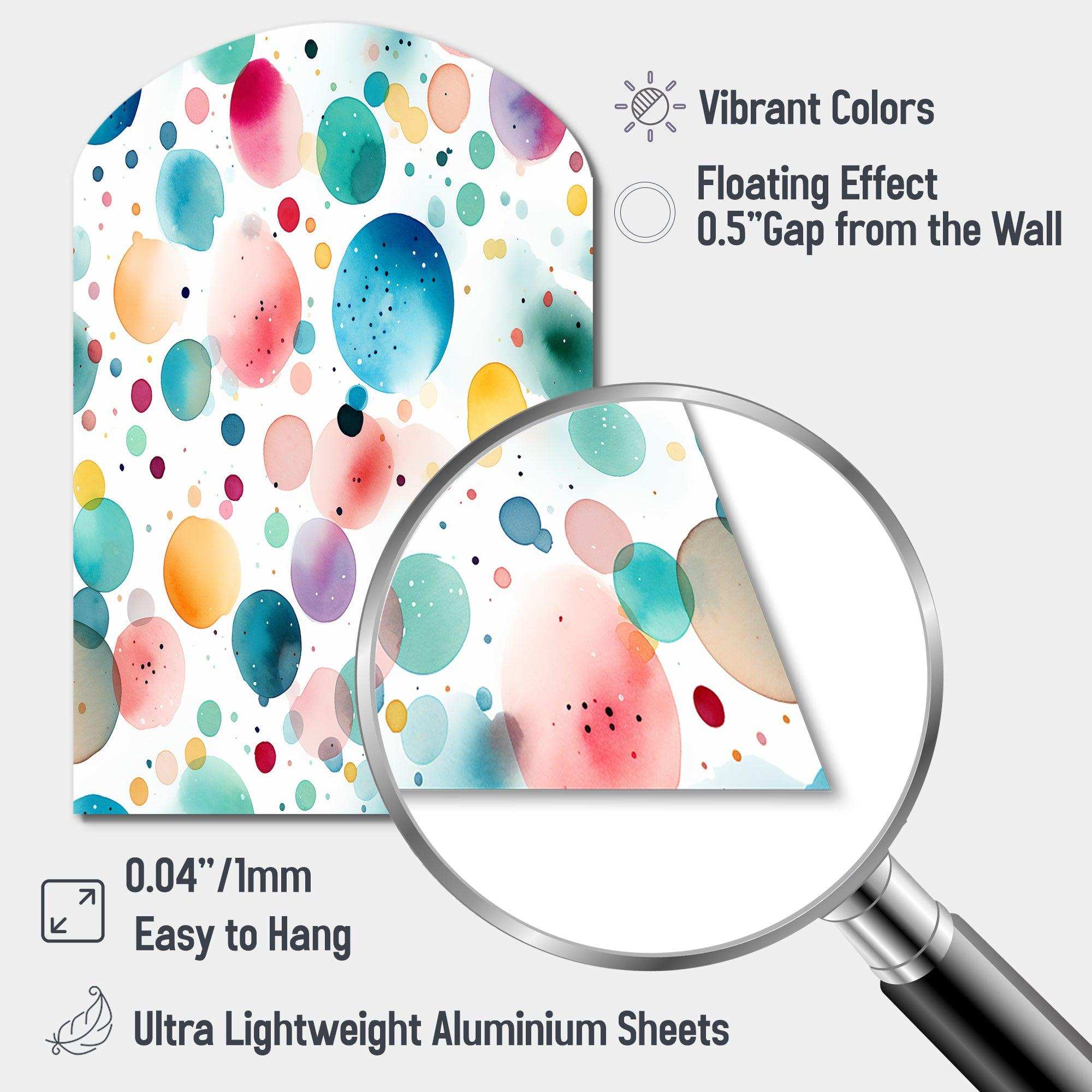 Watercolor Delight Polka Dots Pattern - Asymmetric Metal Wall Art