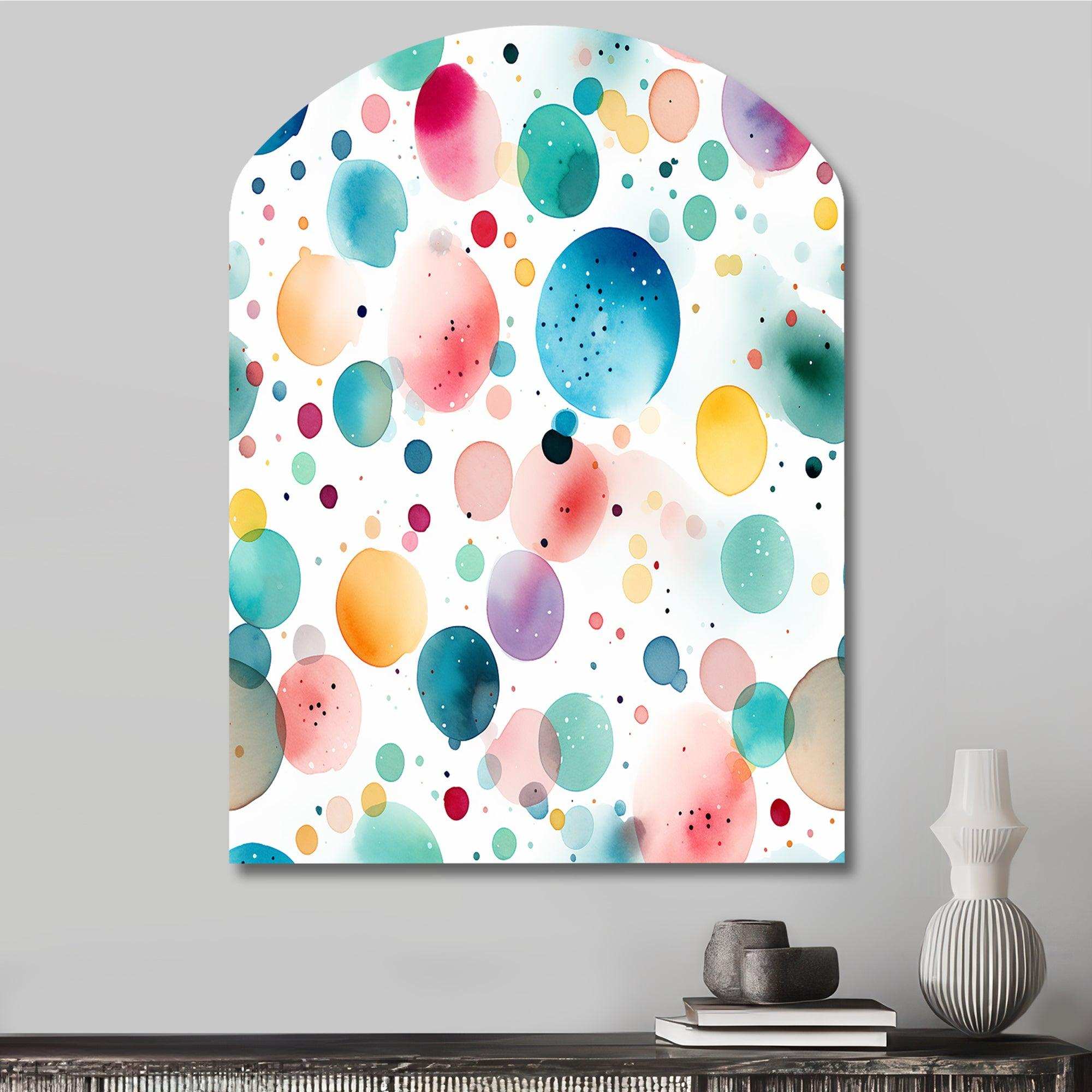 Watercolor Delight Polka Dots Pattern - Asymmetric Metal Wall Art