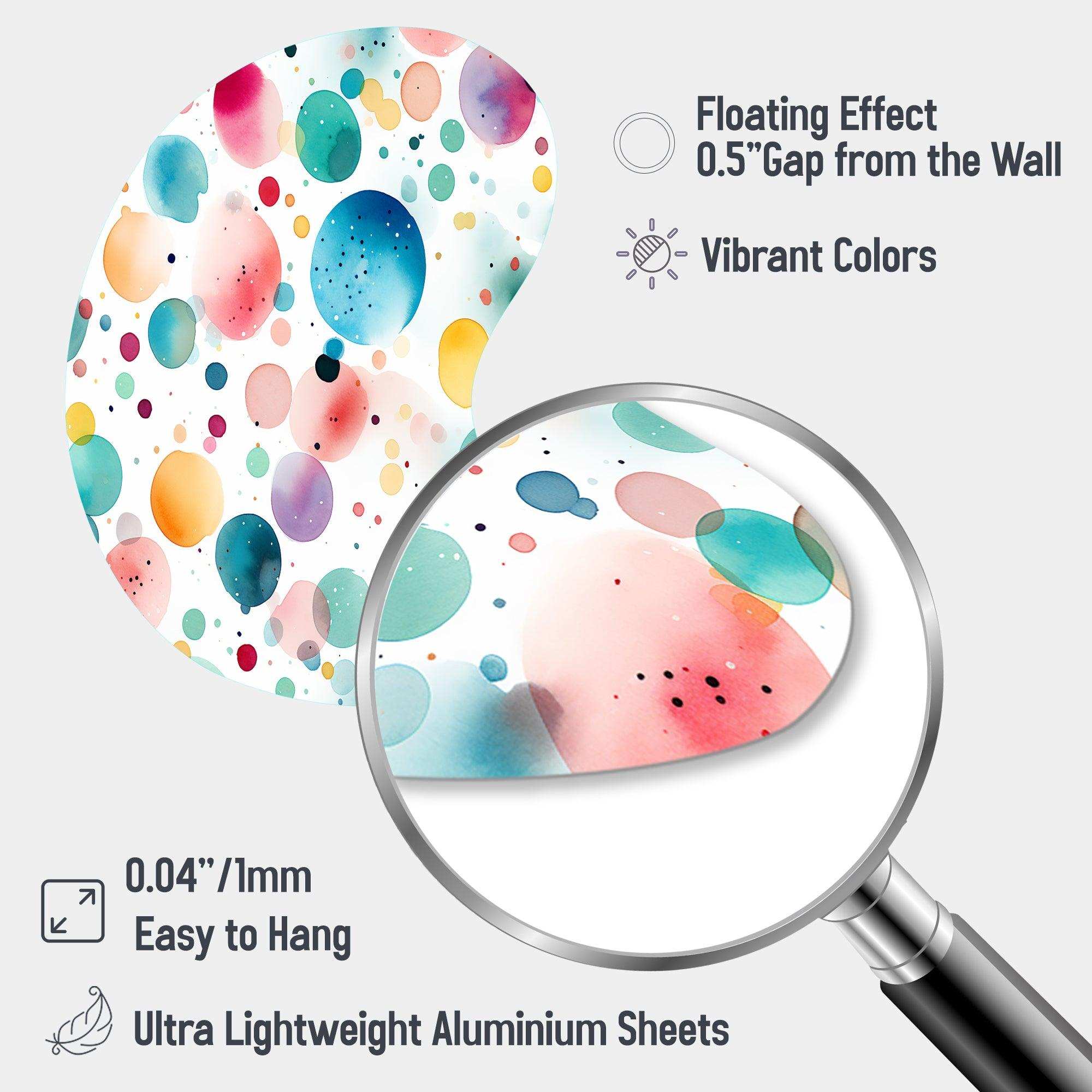 Watercolor Delight Polka Dots Pattern - Asymmetric Metal Wall Art