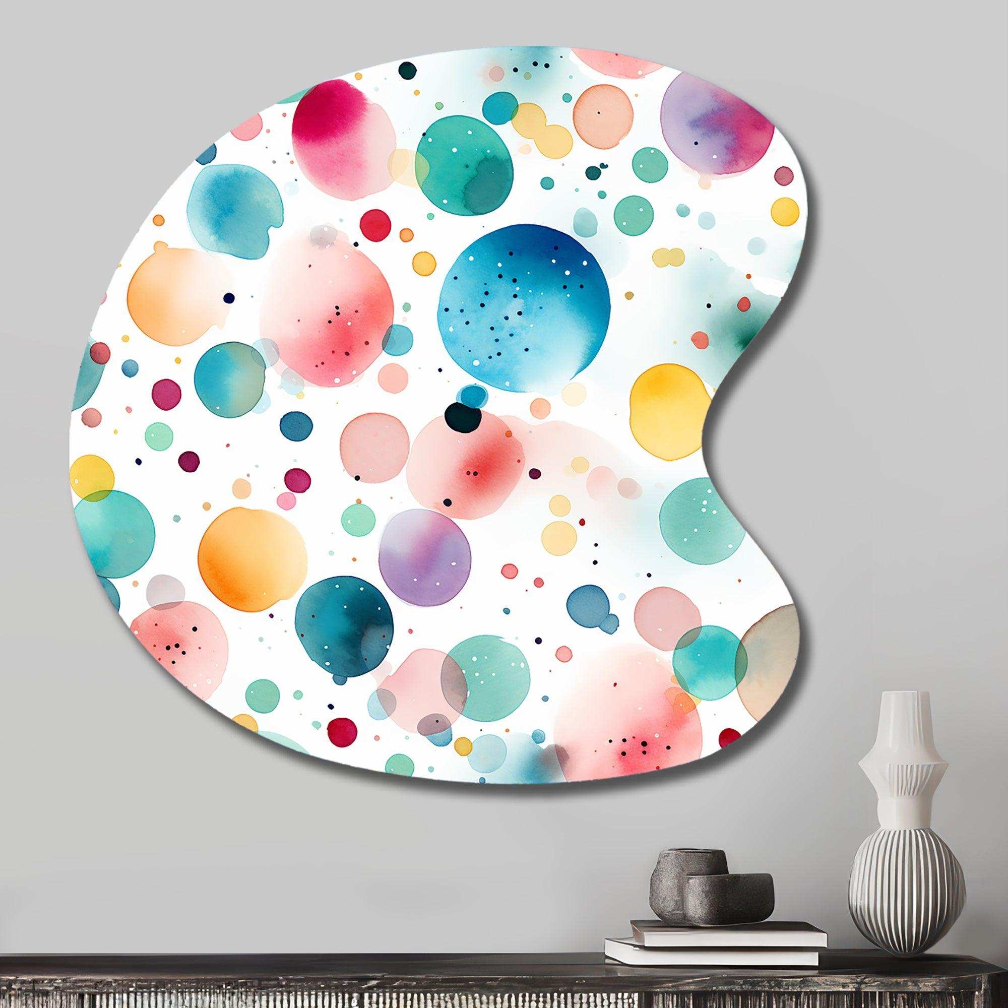 Watercolor Delight Polka Dots Pattern - Asymmetric Metal Wall Art