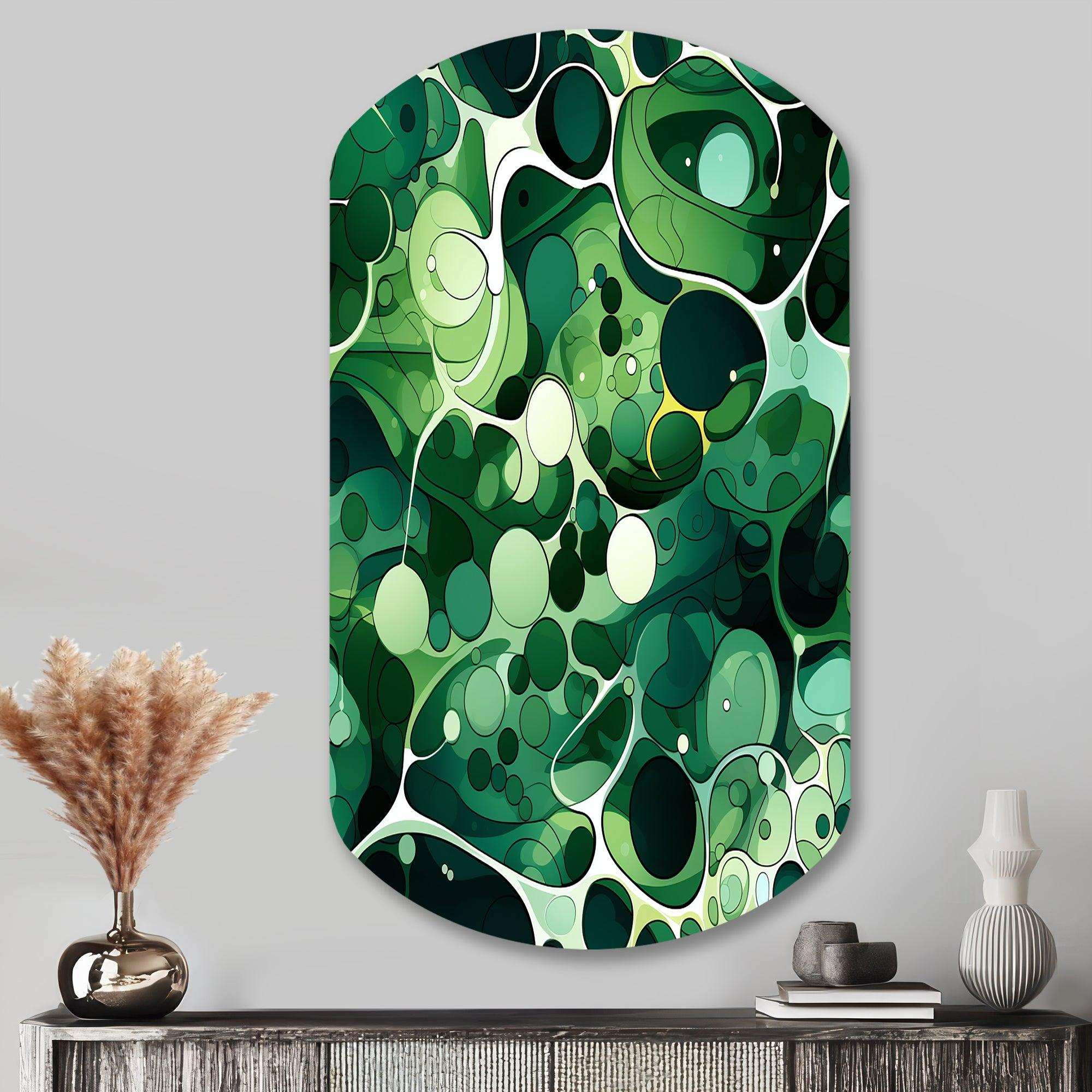 Green Popart Techno Tangles - Asymmetric Metal Wall Art