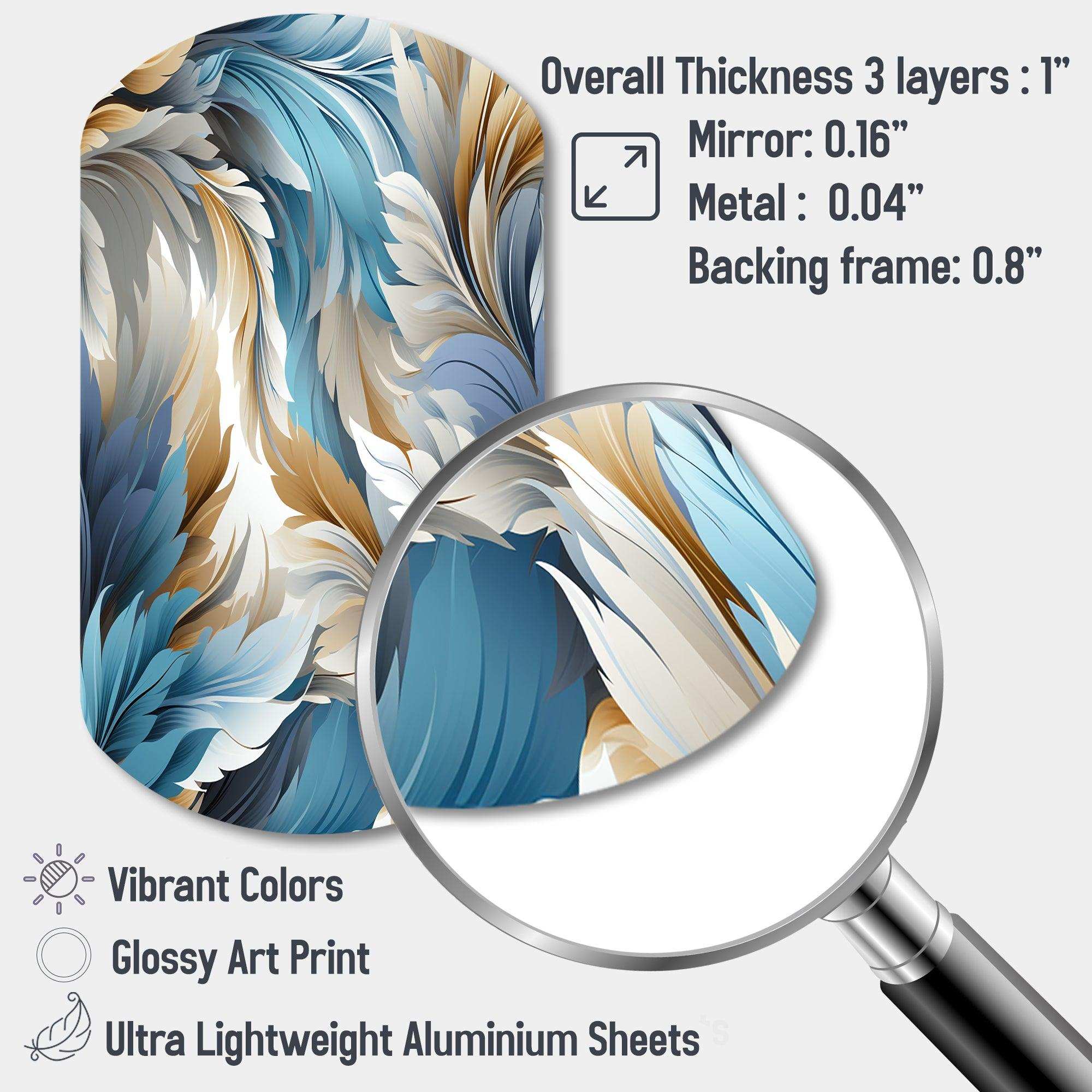 White And Teal Marble Flowers Serenity - Asymmetric Metal Wall Art