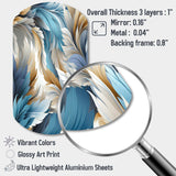 White And Teal Marble Flowers Serenity - Asymmetric Metal Wall Art