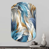White And Teal Marble Flowers Serenity - Asymmetric Metal Wall Art