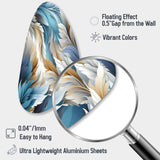 White And Teal Marble Flowers Serenity - Asymmetric Metal Wall Art