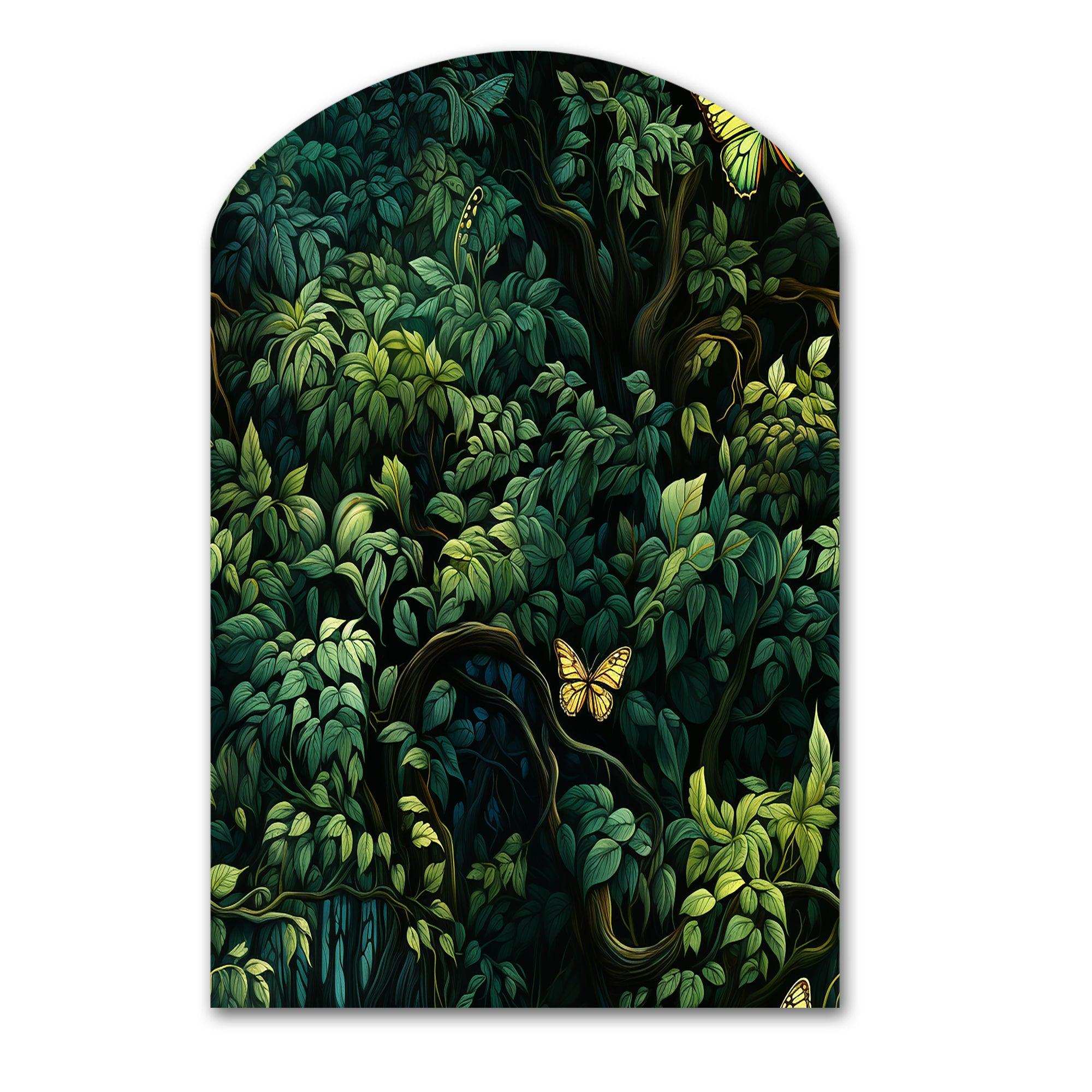 Emerald Canopy Forest - Asymmetric Metal Wall Art