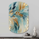 Gold And Blue Frosty Drift Experienc - Asymmetric Metal Wall Art