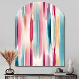 Blue And Pink Artist Strokes Line Pattern Bliss - Asymmetric Metal Wall Art