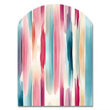 Blue And Pink Artist Strokes Line Pattern Bliss - Asymmetric Metal Wall Art