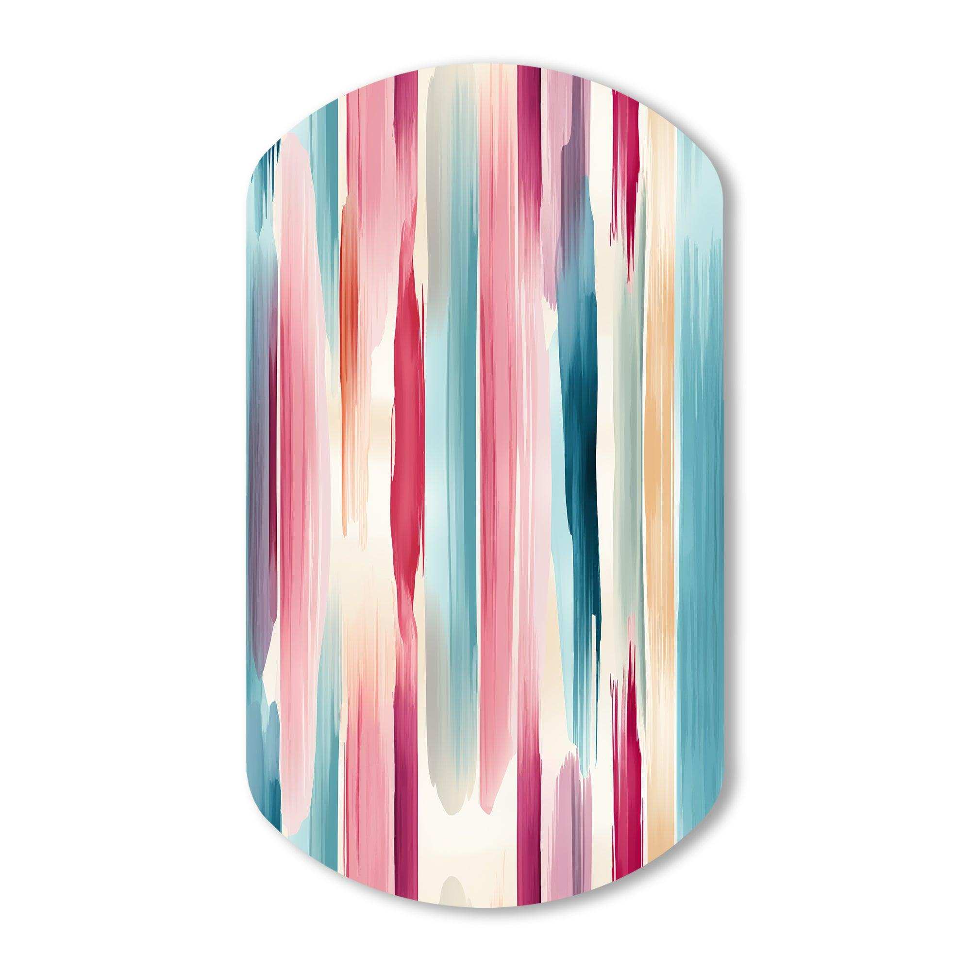 Blue And Pink Artist Strokes Line Pattern Bliss - Asymmetric Metal Wall Art