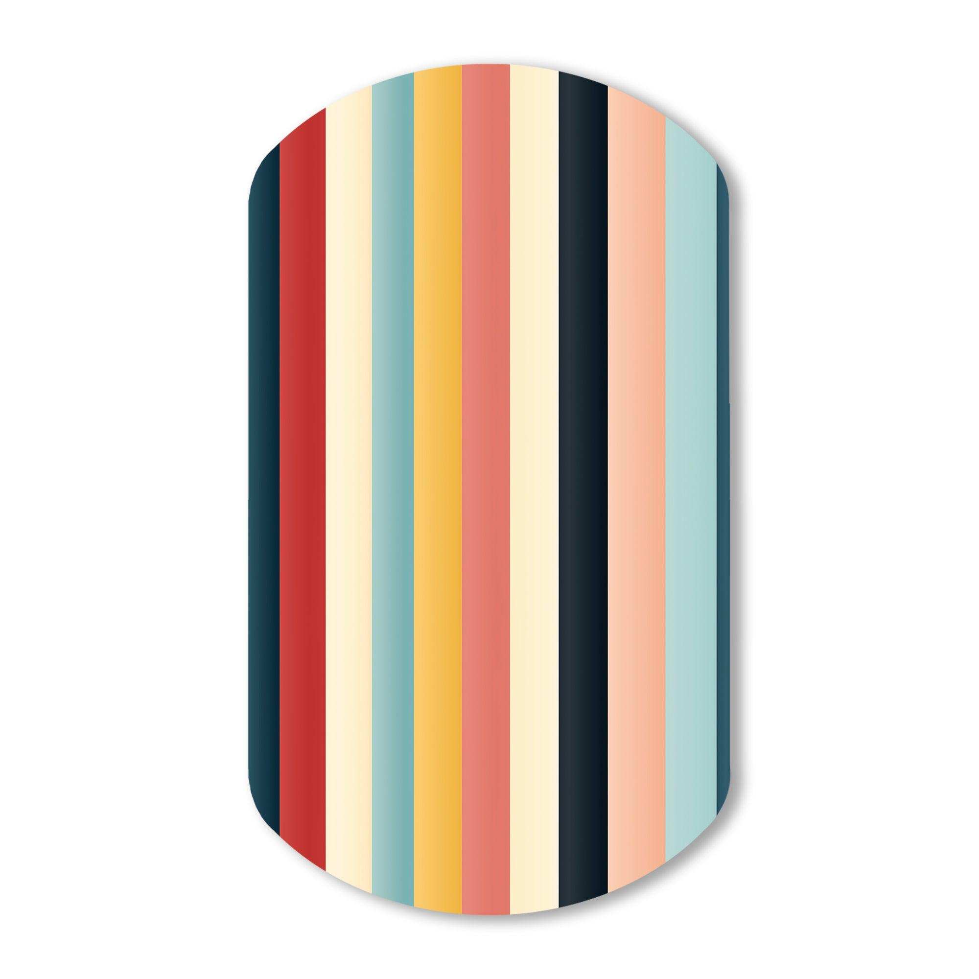 Colorful Nostalgia  Striped Pattern - Asymmetric Metal Wall Art