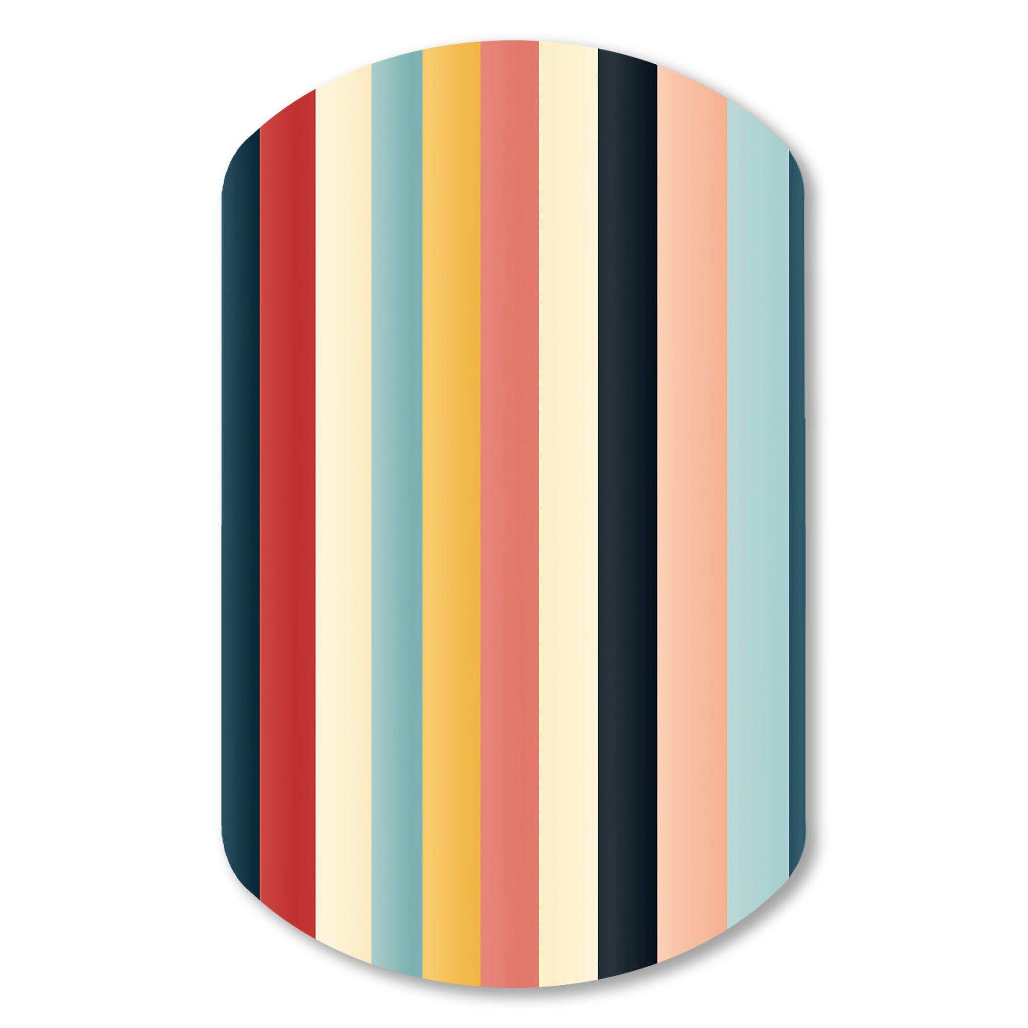 Colorful Nostalgia  Striped Pattern - Asymmetric Metal Wall Art