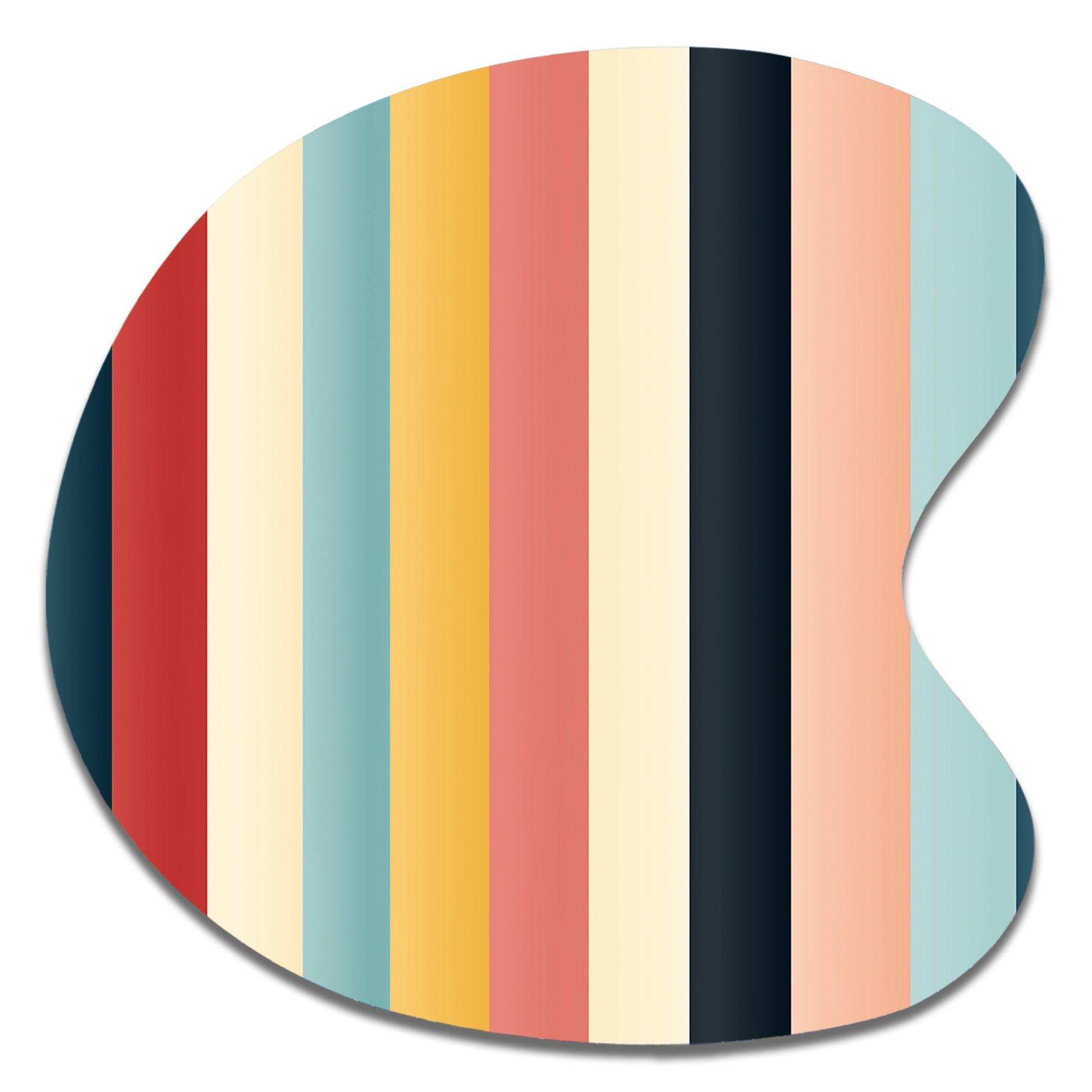 Colorful Nostalgia  Striped Pattern - Asymmetric Metal Wall Art