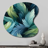 Blue And Teal Parrot Feathers - Asymmetric Metal Wall Art