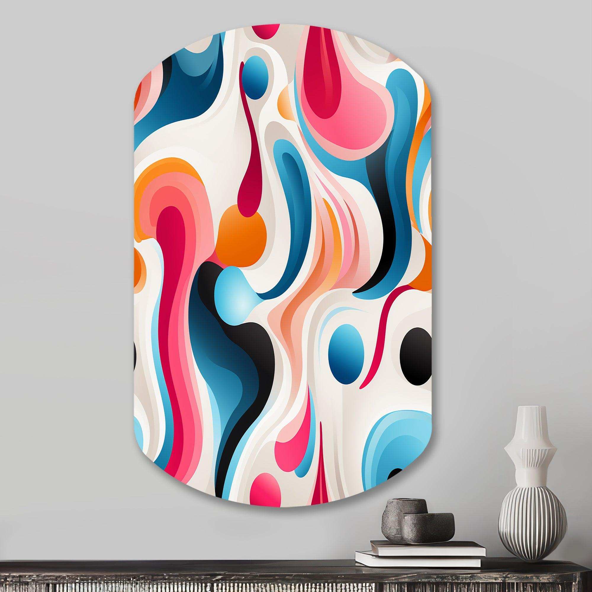 Pink And Blue Popart Trendy Patterns - Asymmetric Metal Wall Art