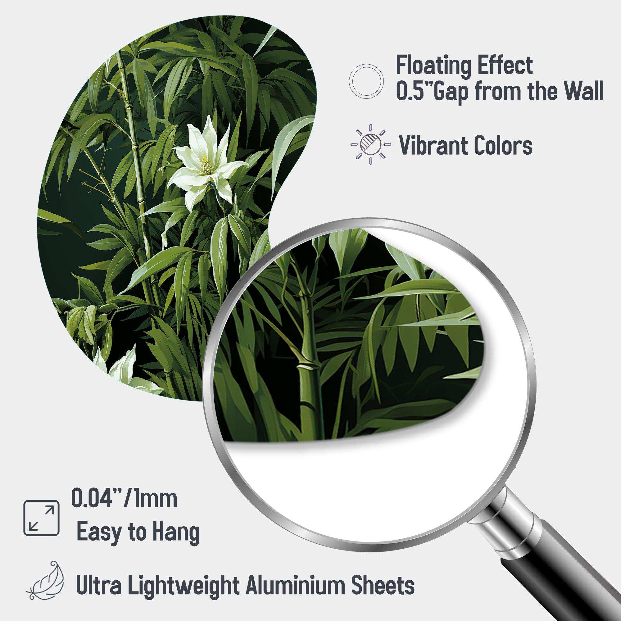 Bamboo Elegance Tropical Pattern - Asymmetric Metal Wall Art