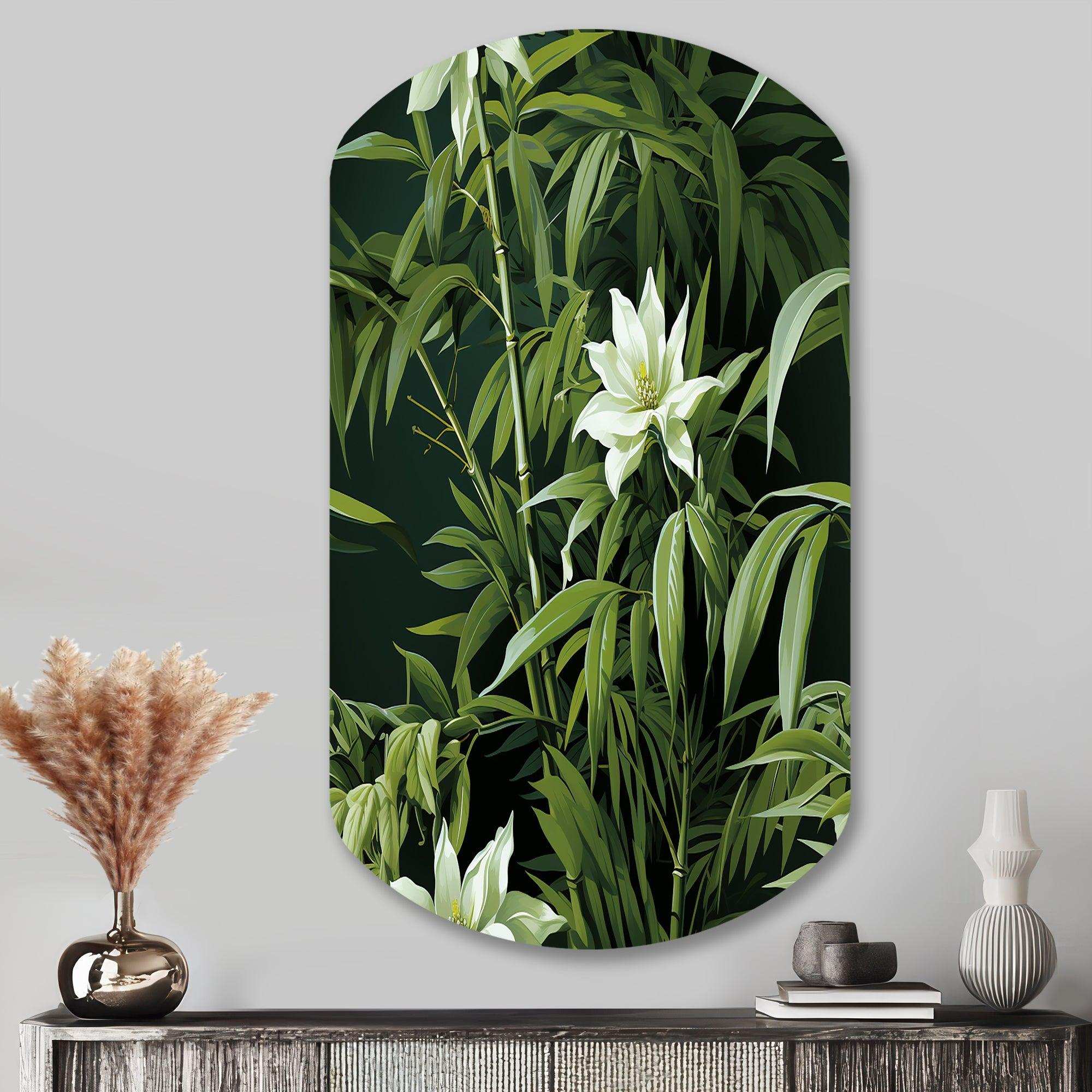 Bamboo Elegance Tropical Pattern - Asymmetric Metal Wall Art