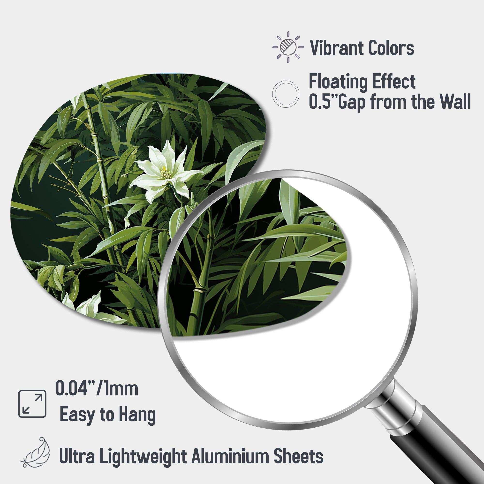 Bamboo Elegance Tropical Pattern - Asymmetric Metal Wall Art